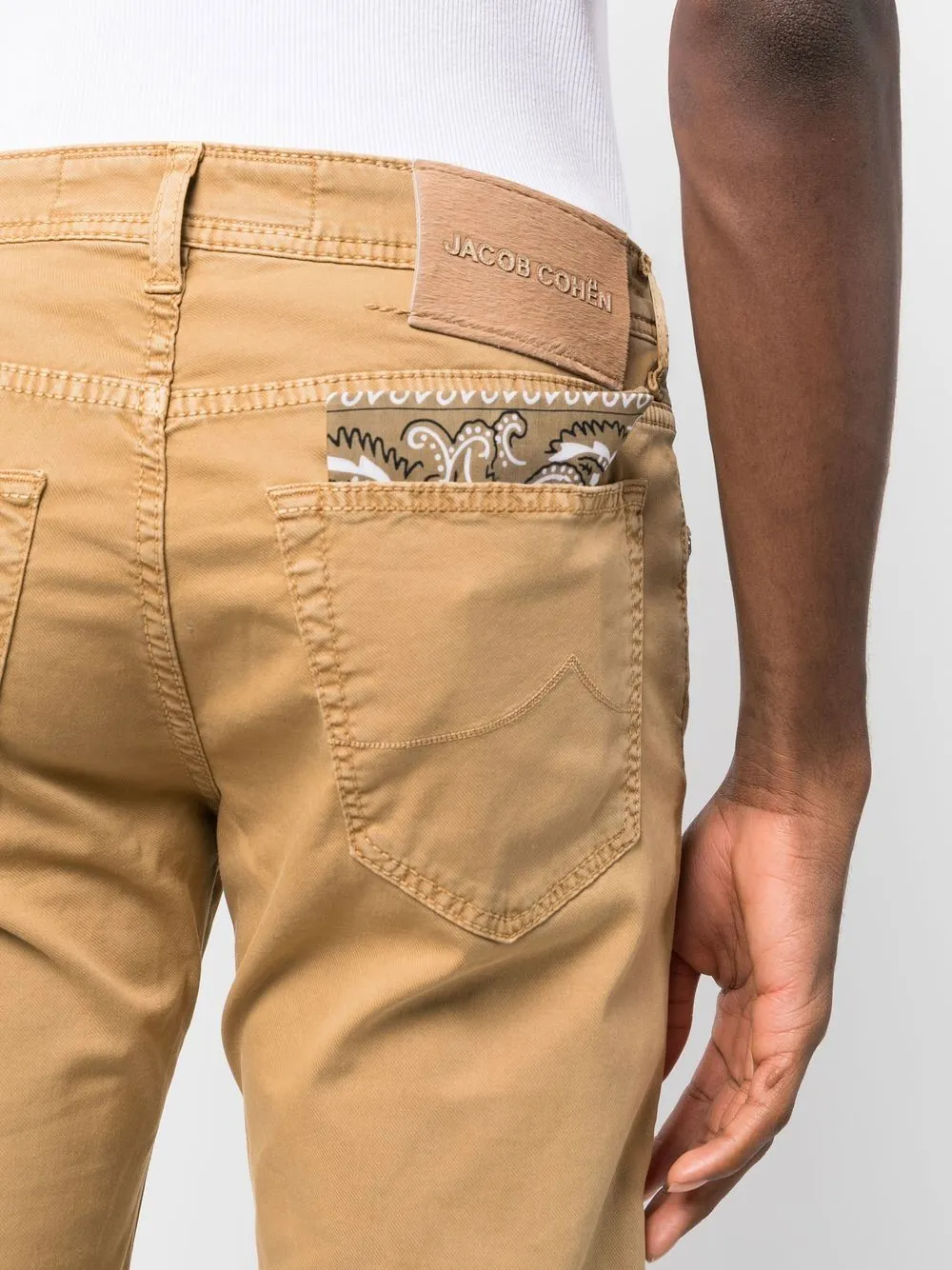 embossed-logo patch detail chinos