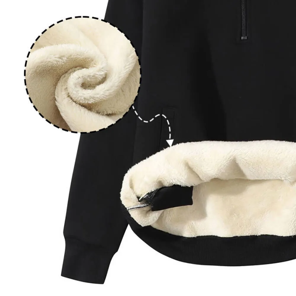 Flower Bat Print Stand Collar Zip Fleece Sherpa Sweatshirt