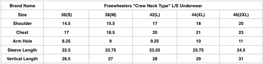 Freewheelers "Crew Neck Type" L/S Underwear (Jet Black)