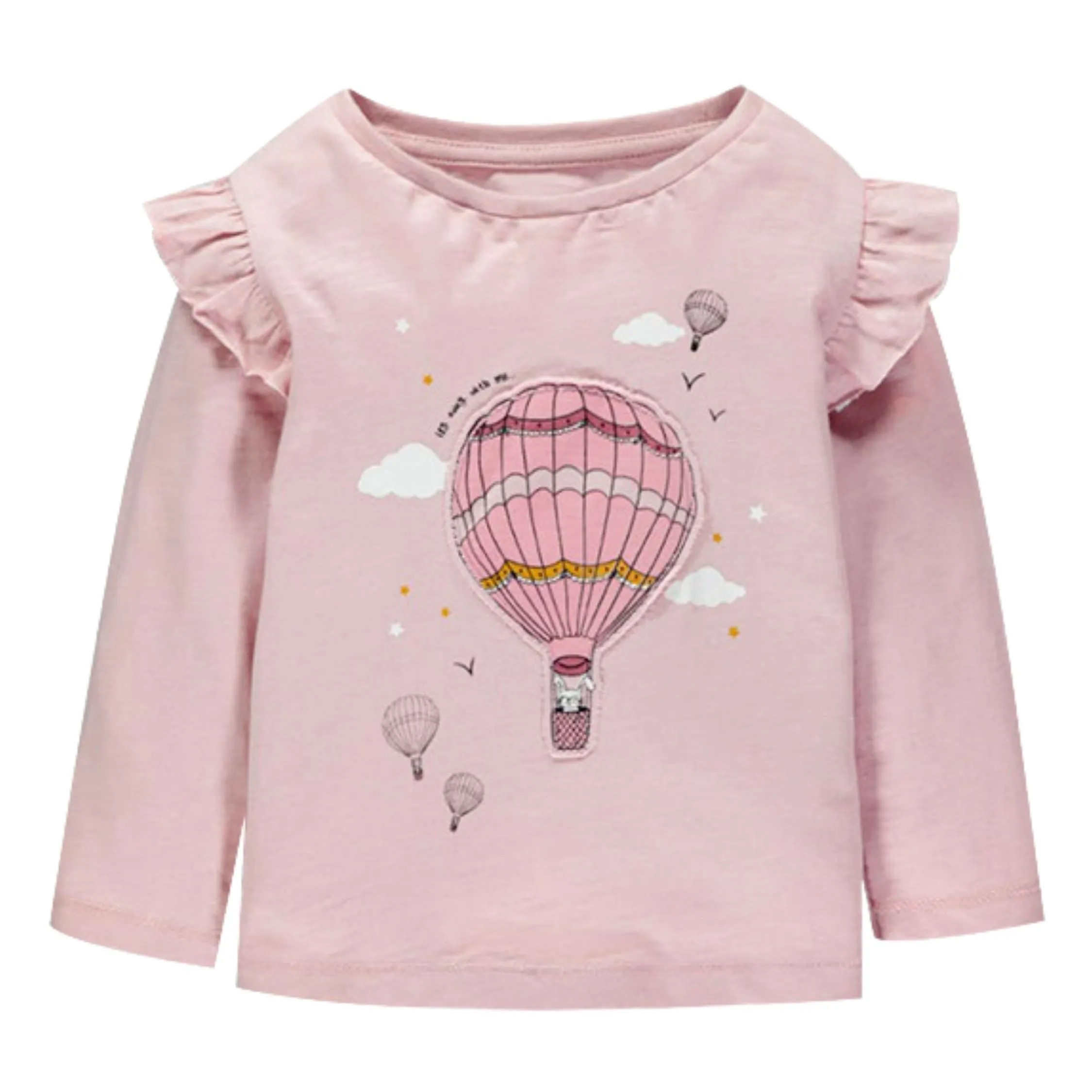Full Sleeve Beautiful Air Balloon Theme Girls T-Shirt, Pink