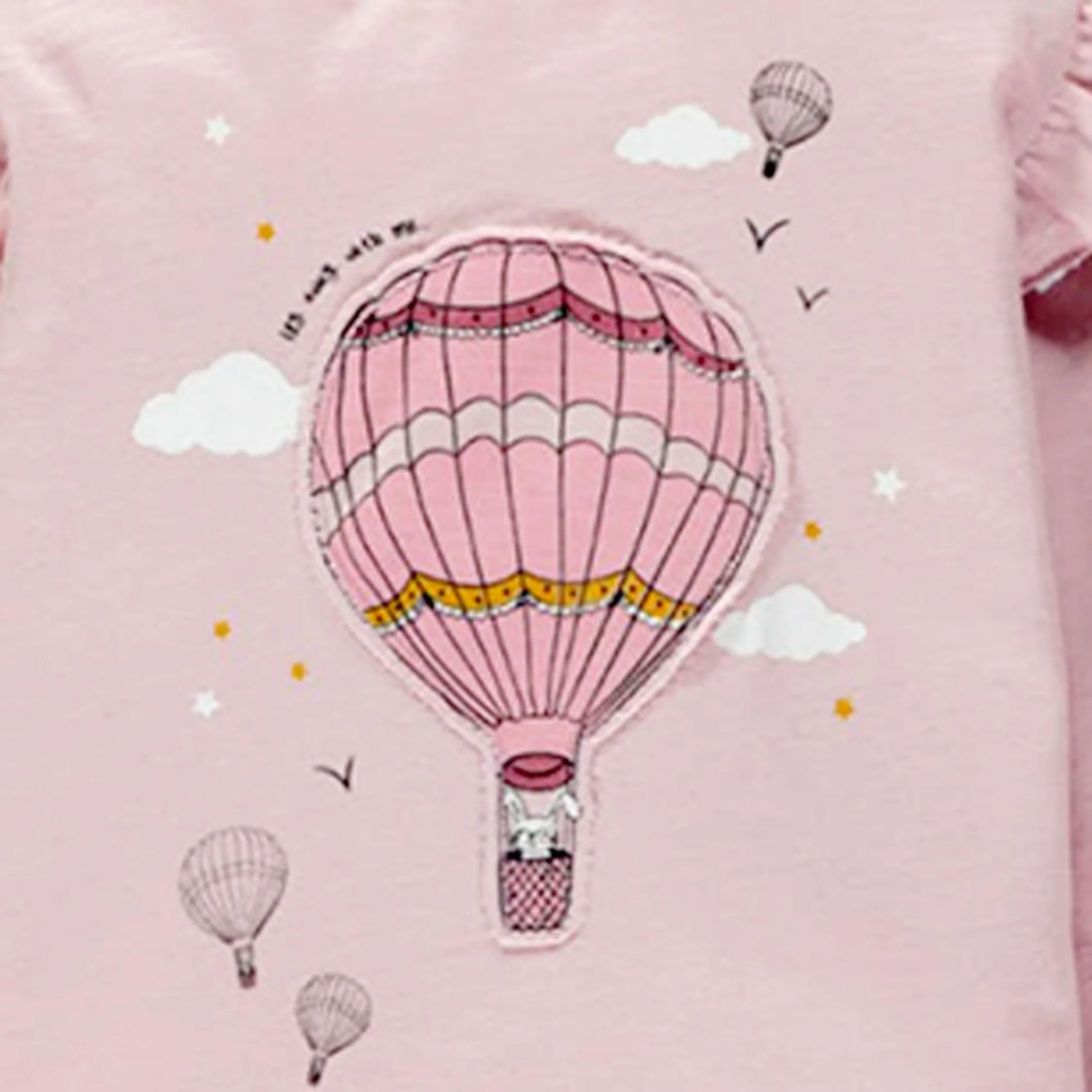 Full Sleeve Beautiful Air Balloon Theme Girls T-Shirt, Pink