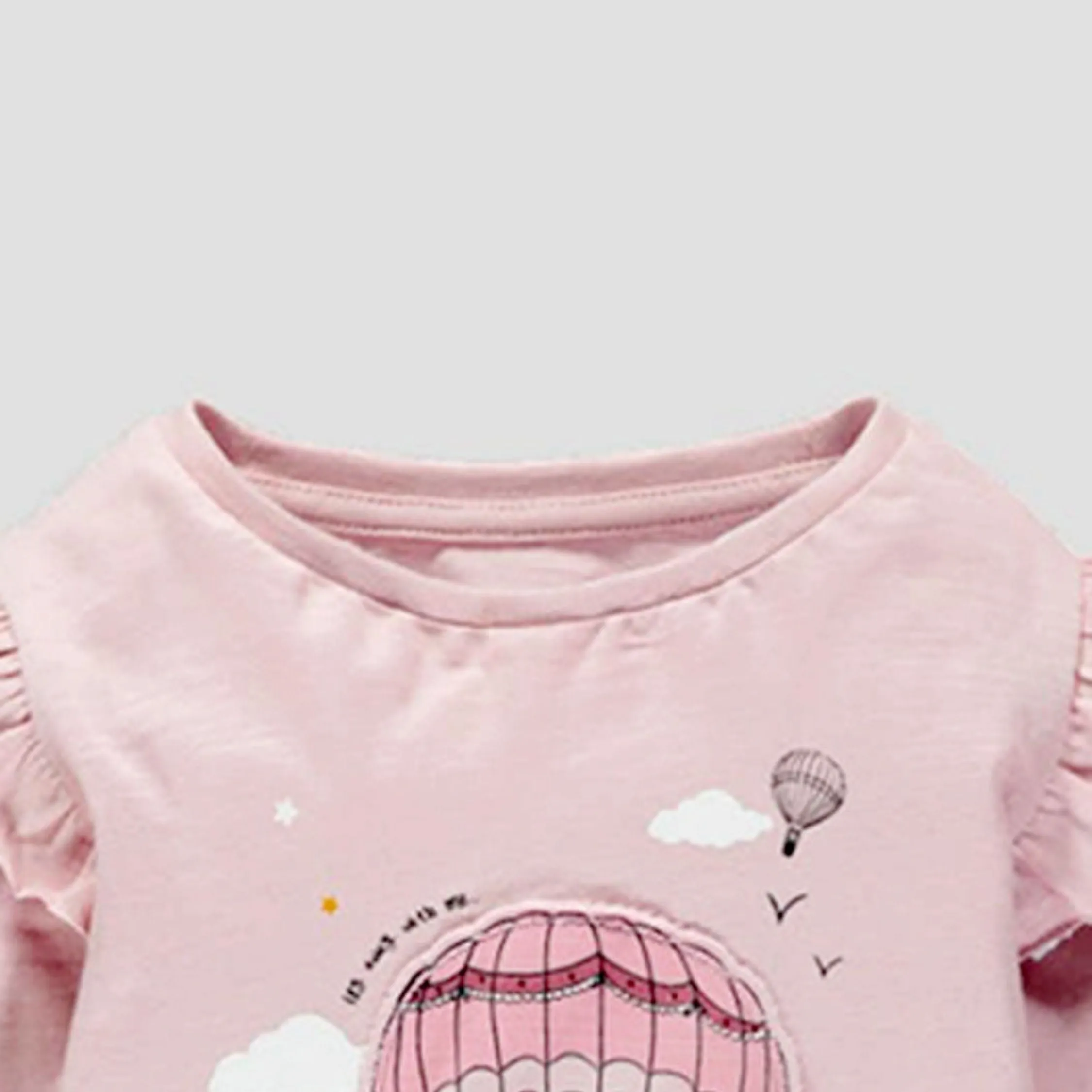 Full Sleeve Beautiful Air Balloon Theme Girls T-Shirt, Pink