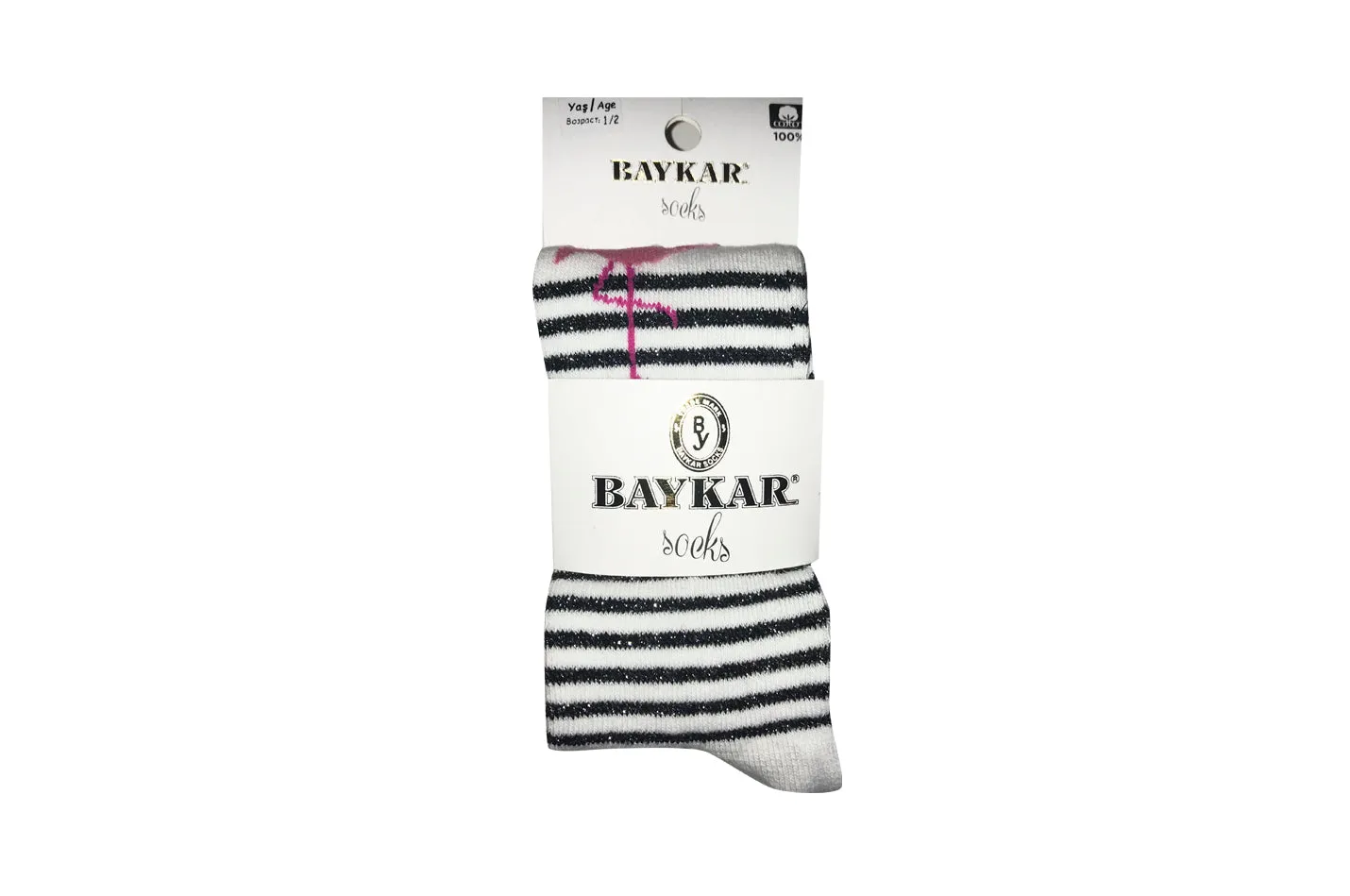 Girl's Cotton Tights - Flamingoes - Stripes