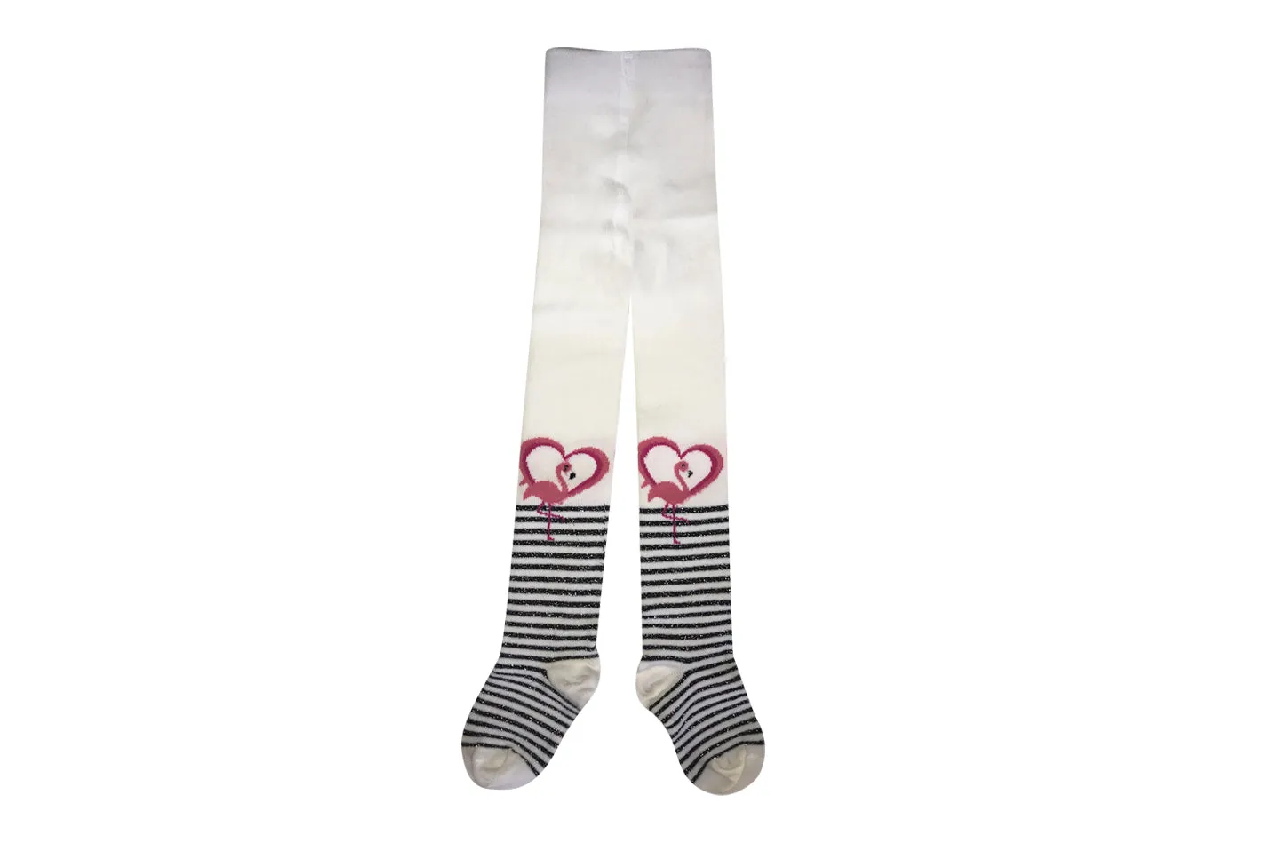 Girl's Cotton Tights - Flamingoes - Stripes