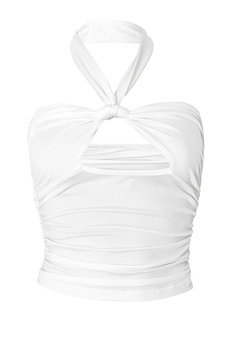 Halter Sleeveless Cutout Crop Top