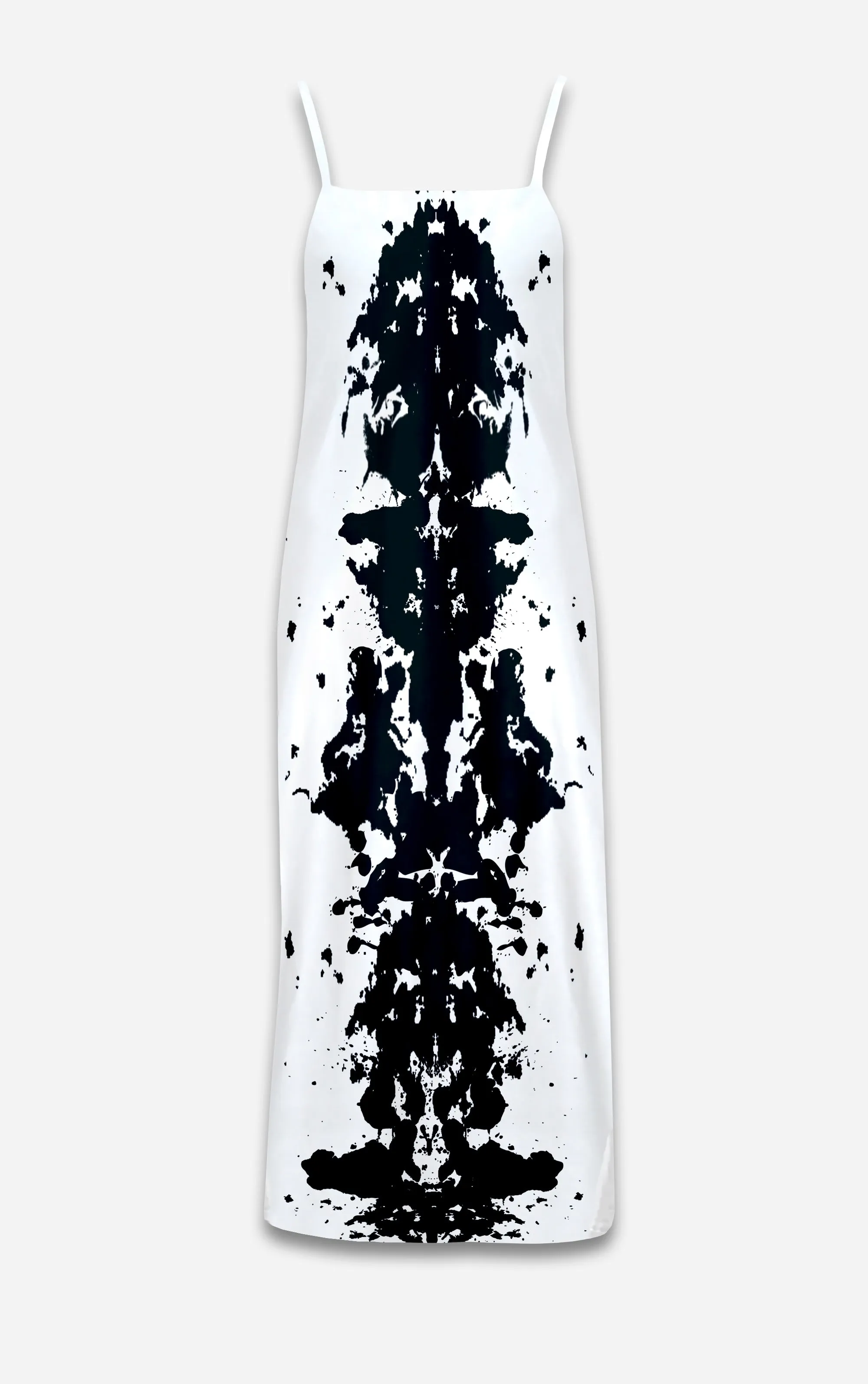 Ink Blot- 100% Silk Satin French Gothic V Neck Slip Dress in Midnight Teal | Le Leanian™