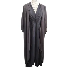 Juno navy/charcoal  layering dress / chiffon coat size 14/16, HIRE ONLY