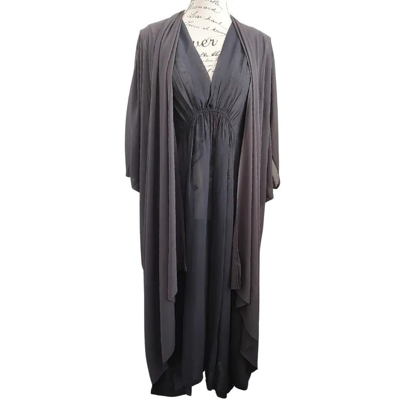 Juno navy/charcoal  layering dress / chiffon coat size 14/16, HIRE ONLY
