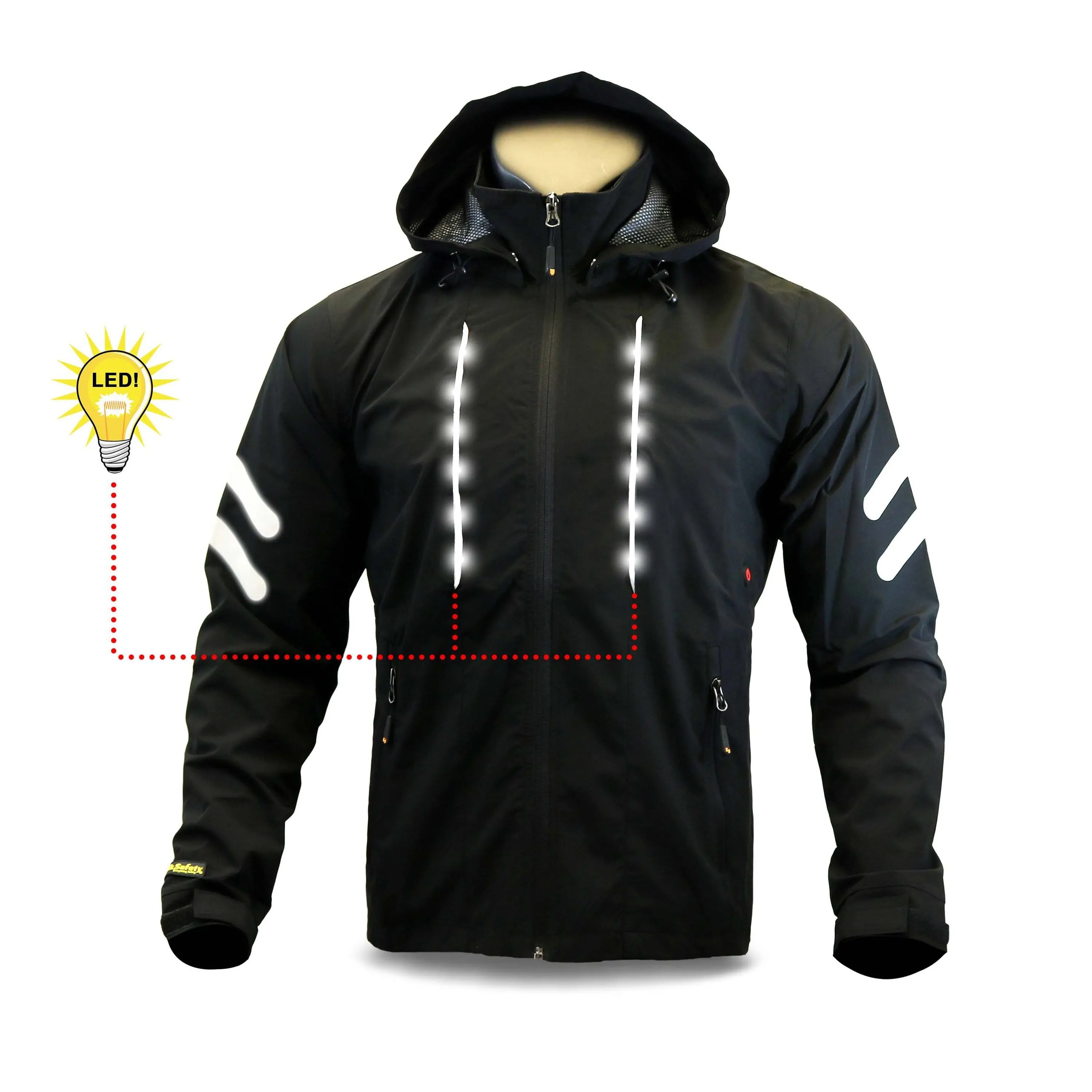 KwikSafety RACER Unisex LED Sportswear Windbreaker Safety Jacket - Model No.: KS5507