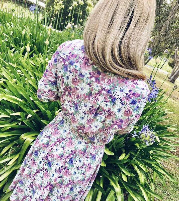 Lilac pussy-bow shirt dress