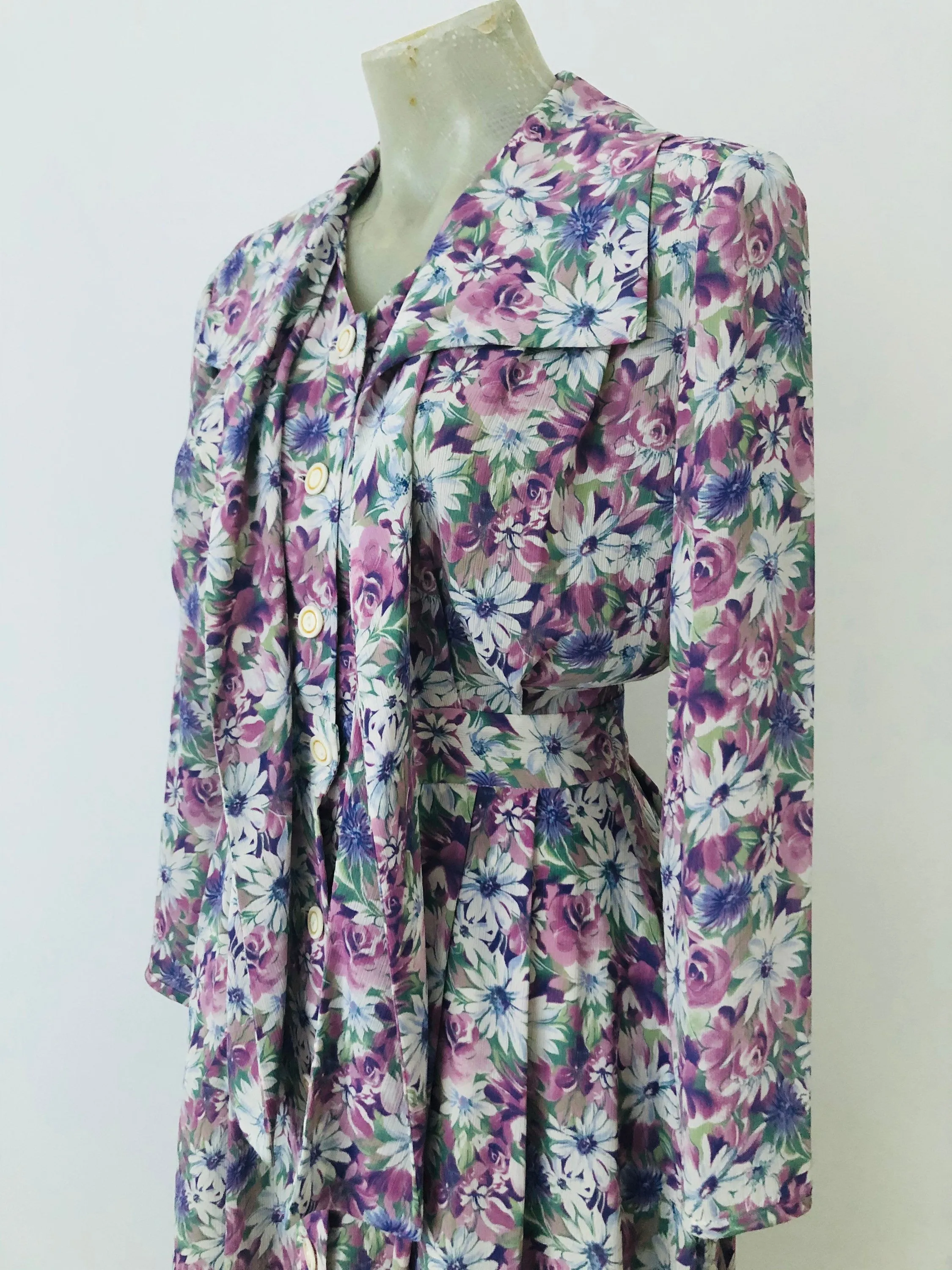 Lilac pussy-bow shirt dress