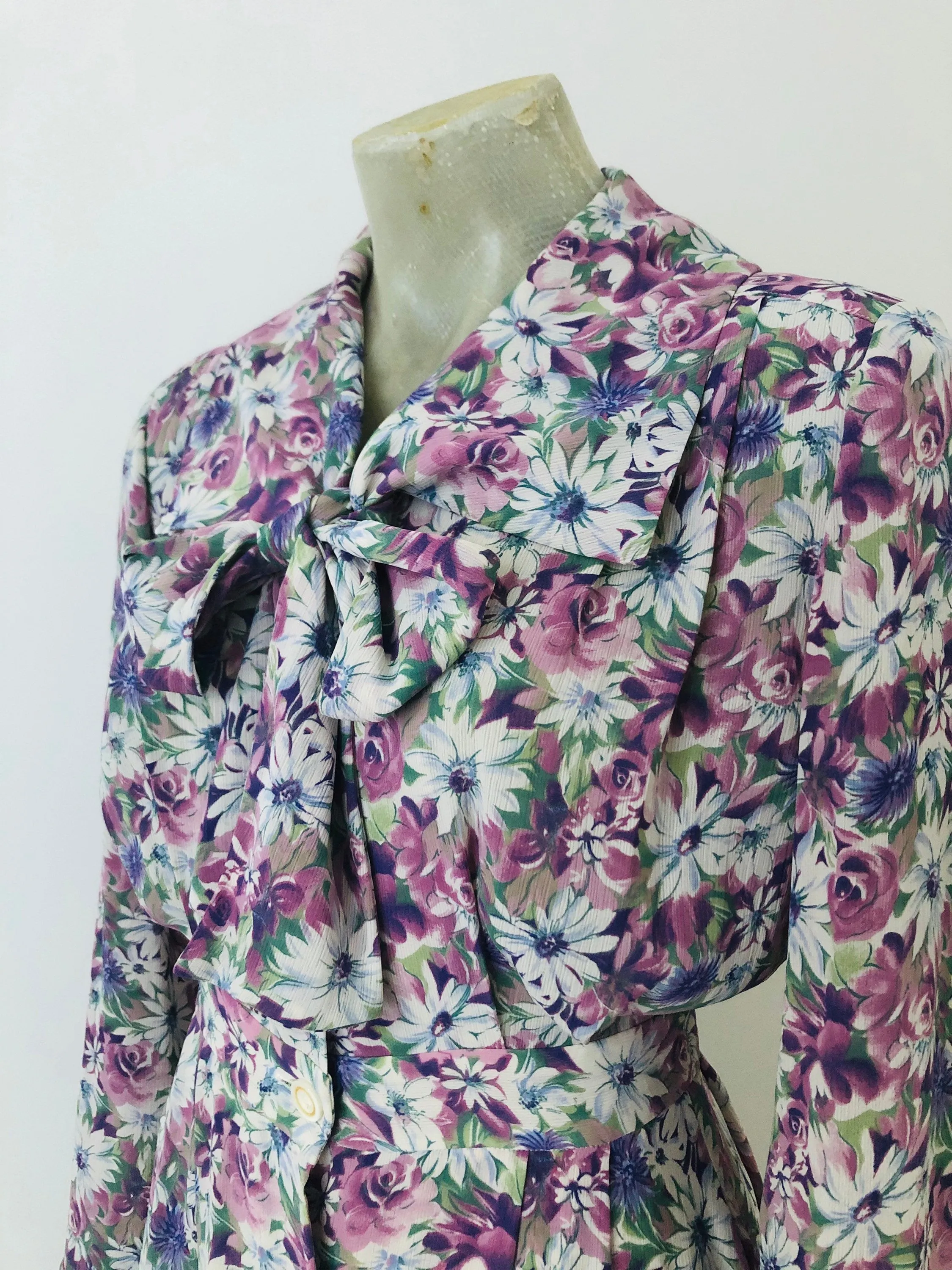 Lilac pussy-bow shirt dress