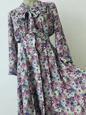 Lilac pussy-bow shirt dress