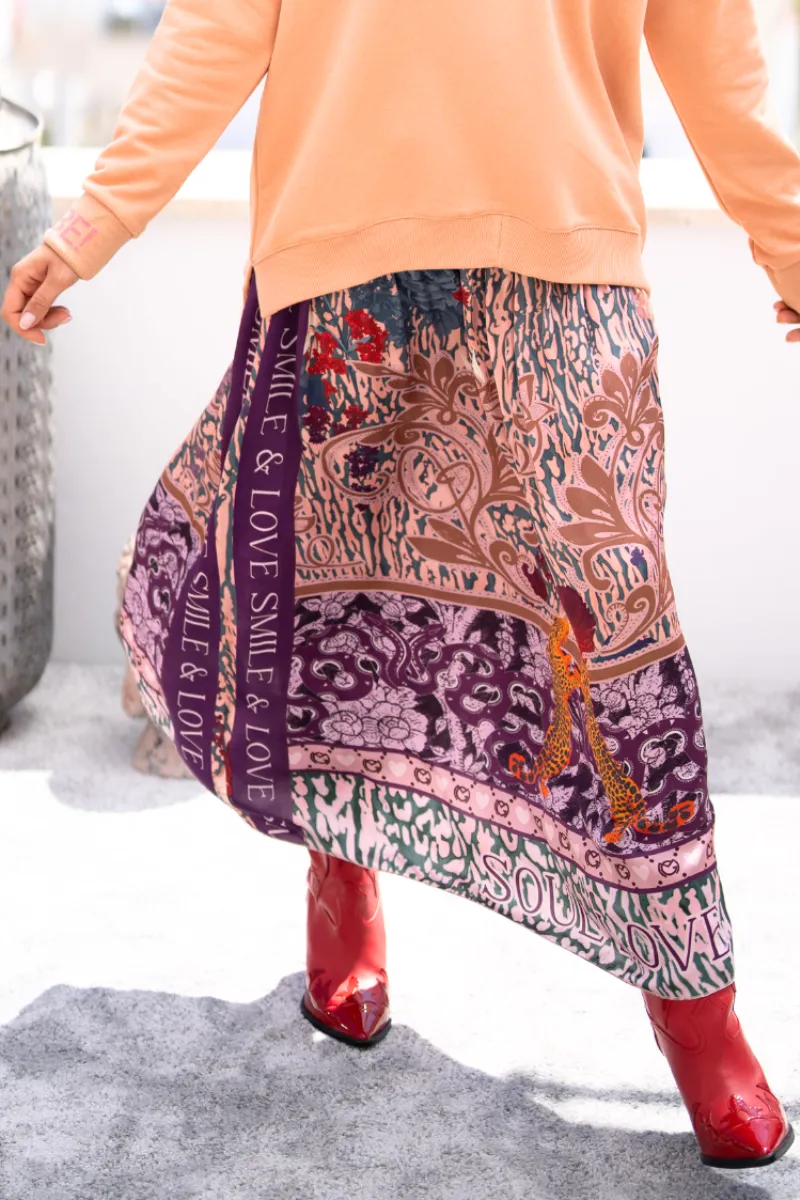 Lilac Snake Maxi Skirt By Miss Goodlife
