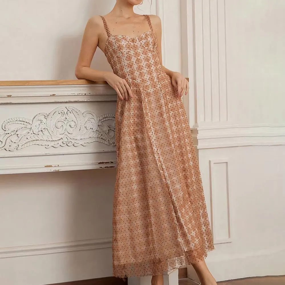 Louisa Tulle Flower Polka Dots Bustier Dress