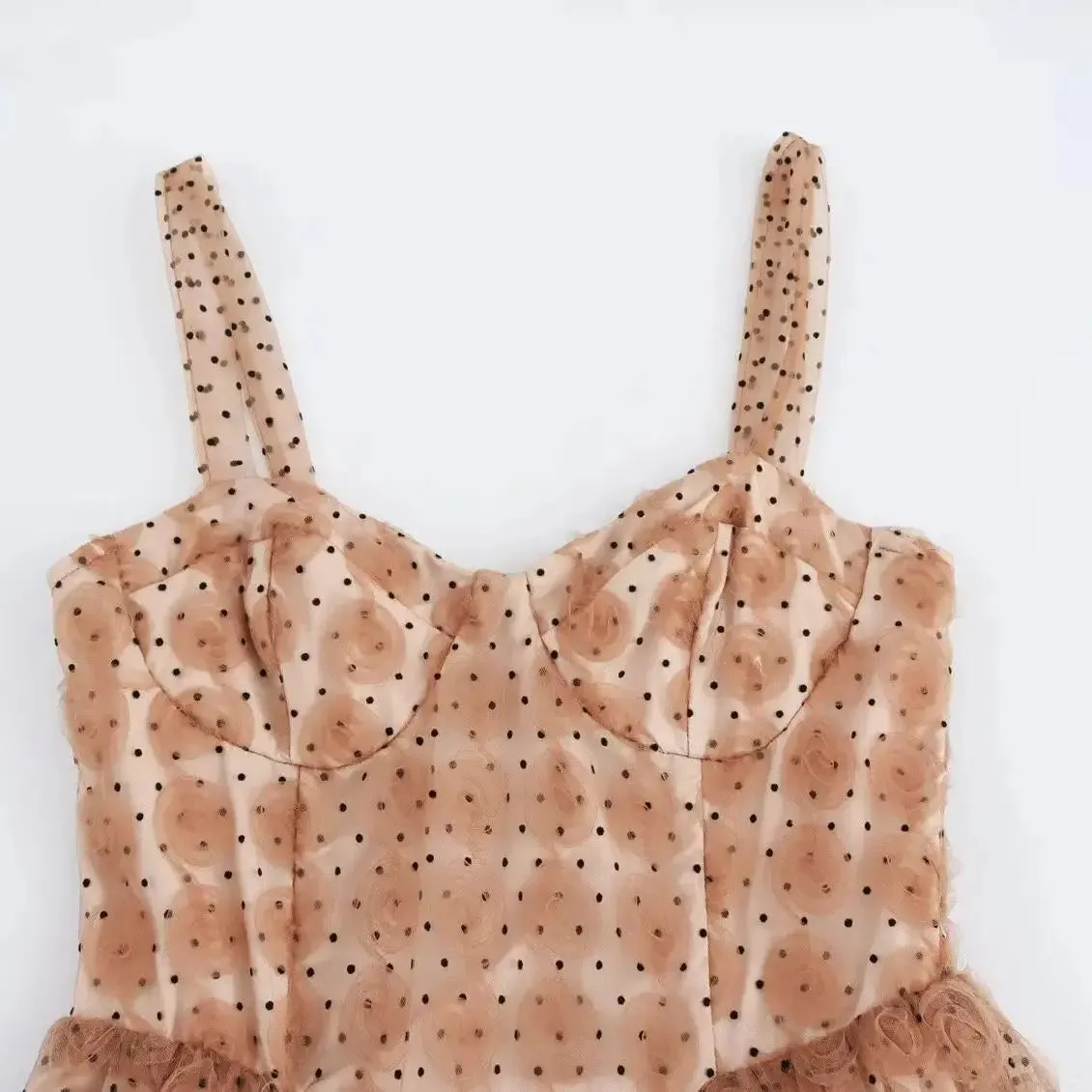 Louisa Tulle Flower Polka Dots Bustier Dress