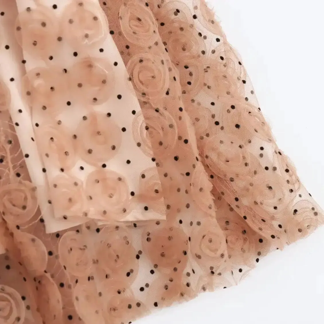 Louisa Tulle Flower Polka Dots Bustier Dress