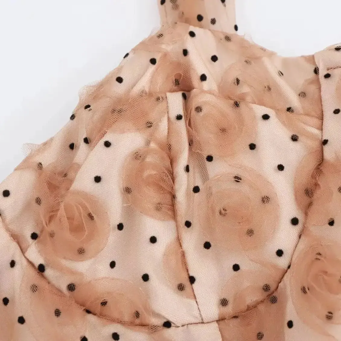 Louisa Tulle Flower Polka Dots Bustier Dress