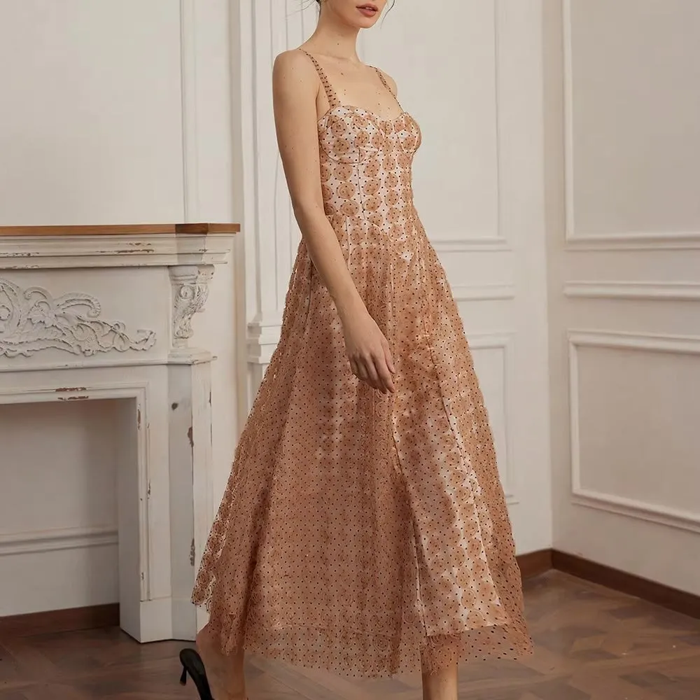 Louisa Tulle Flower Polka Dots Bustier Dress
