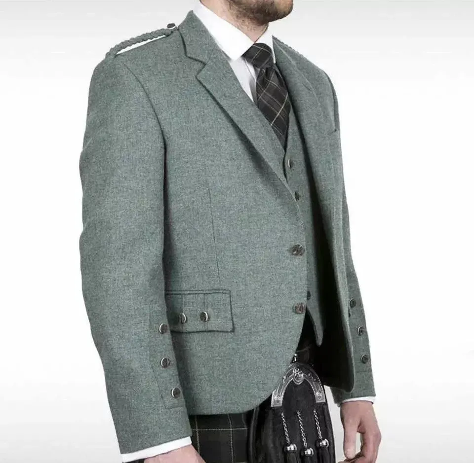 Lovat Green Crial Argyle Kilt Jacket & Waistcoat Set - Highland Wedding Kilt Outfit
