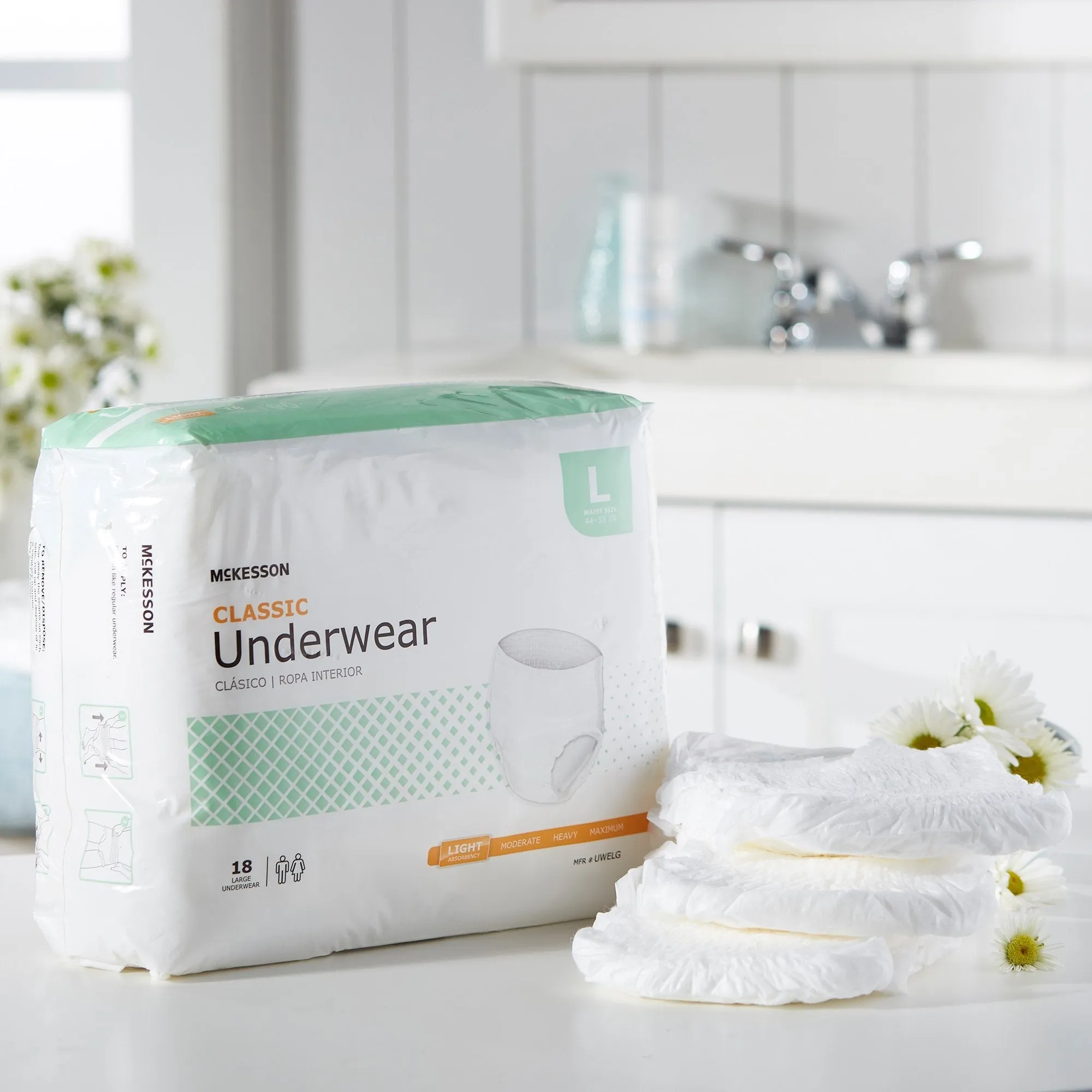 McKesson Classic Light Absorbent Underwear, Large, 72 ct