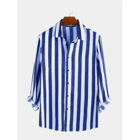 Men Vertical Stripe Realxed Shirt