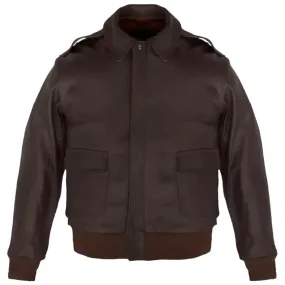 Men's Wing Collar Genuine Leather Bomber Jacket Classic Style