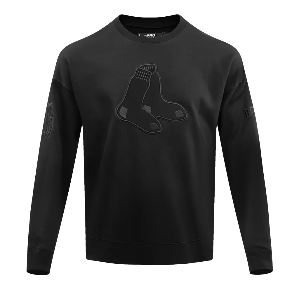 MLB BOSTON RED SOX NEUTRAL MEN'S DROP SHOULDER FLC CREWNECK (BLACK)