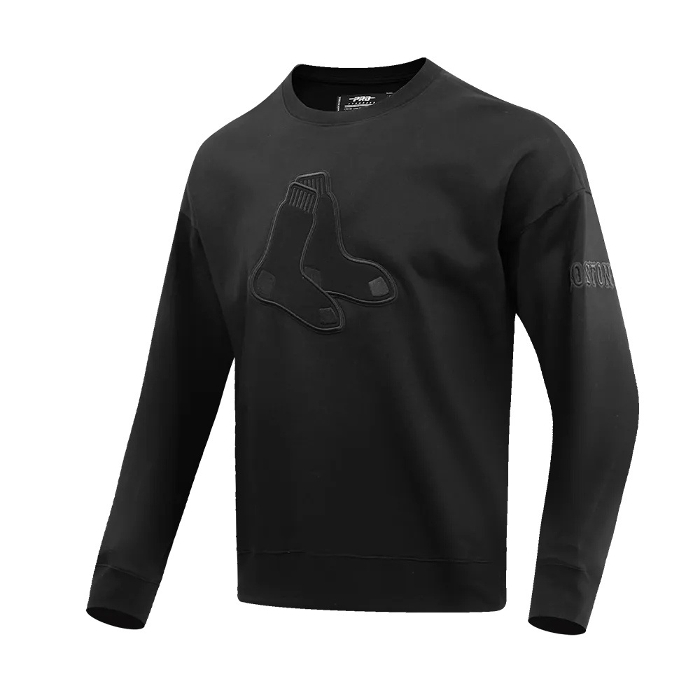 MLB BOSTON RED SOX NEUTRAL MEN'S DROP SHOULDER FLC CREWNECK (BLACK)