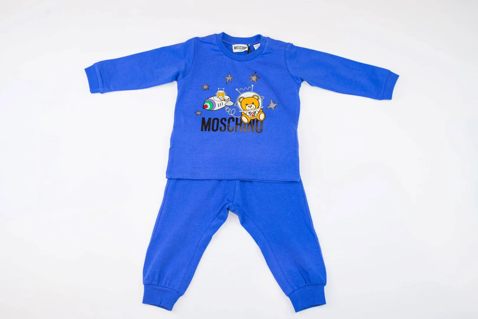 MOSCHINO BABY SHIRT AND PANTS SET WITH SPACE TOY BEAR