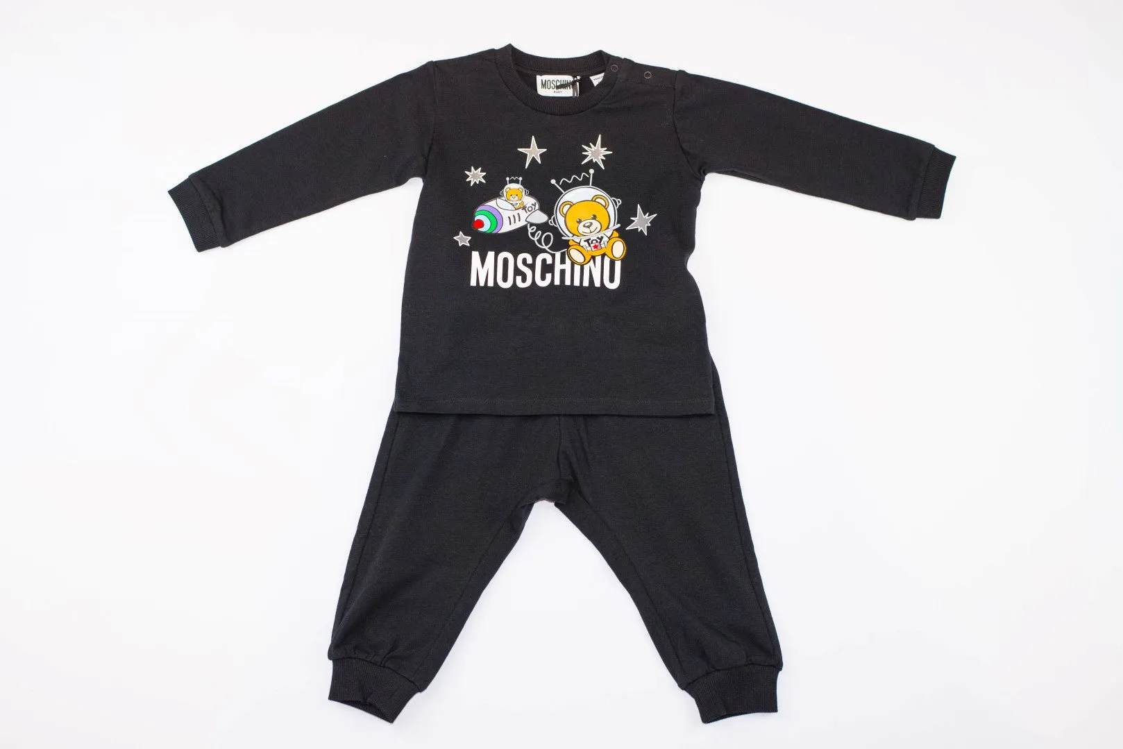 MOSCHINO BABY SHIRT AND PANTS SET WITH SPACE TOY BEAR