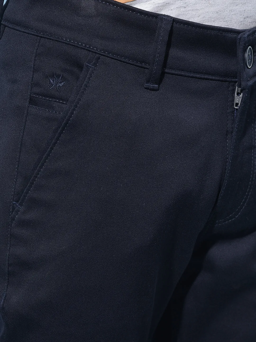 Navy Blue Cotton Chinos Trousers