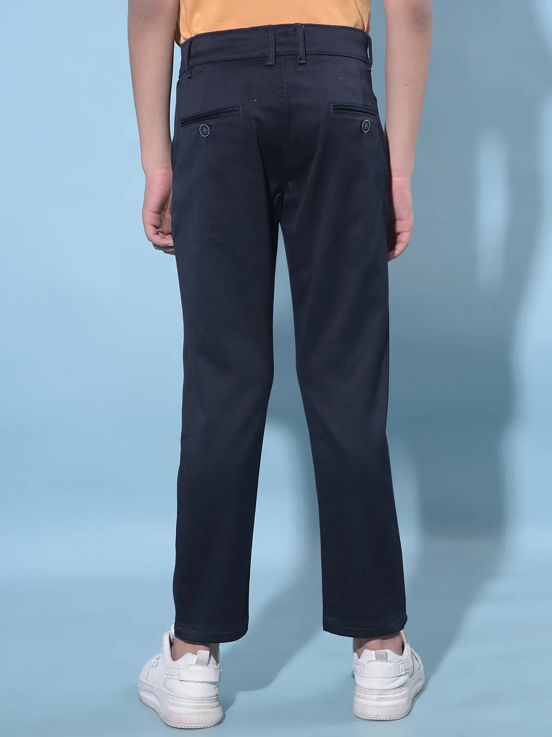 Navy Blue Cotton Chinos Trousers