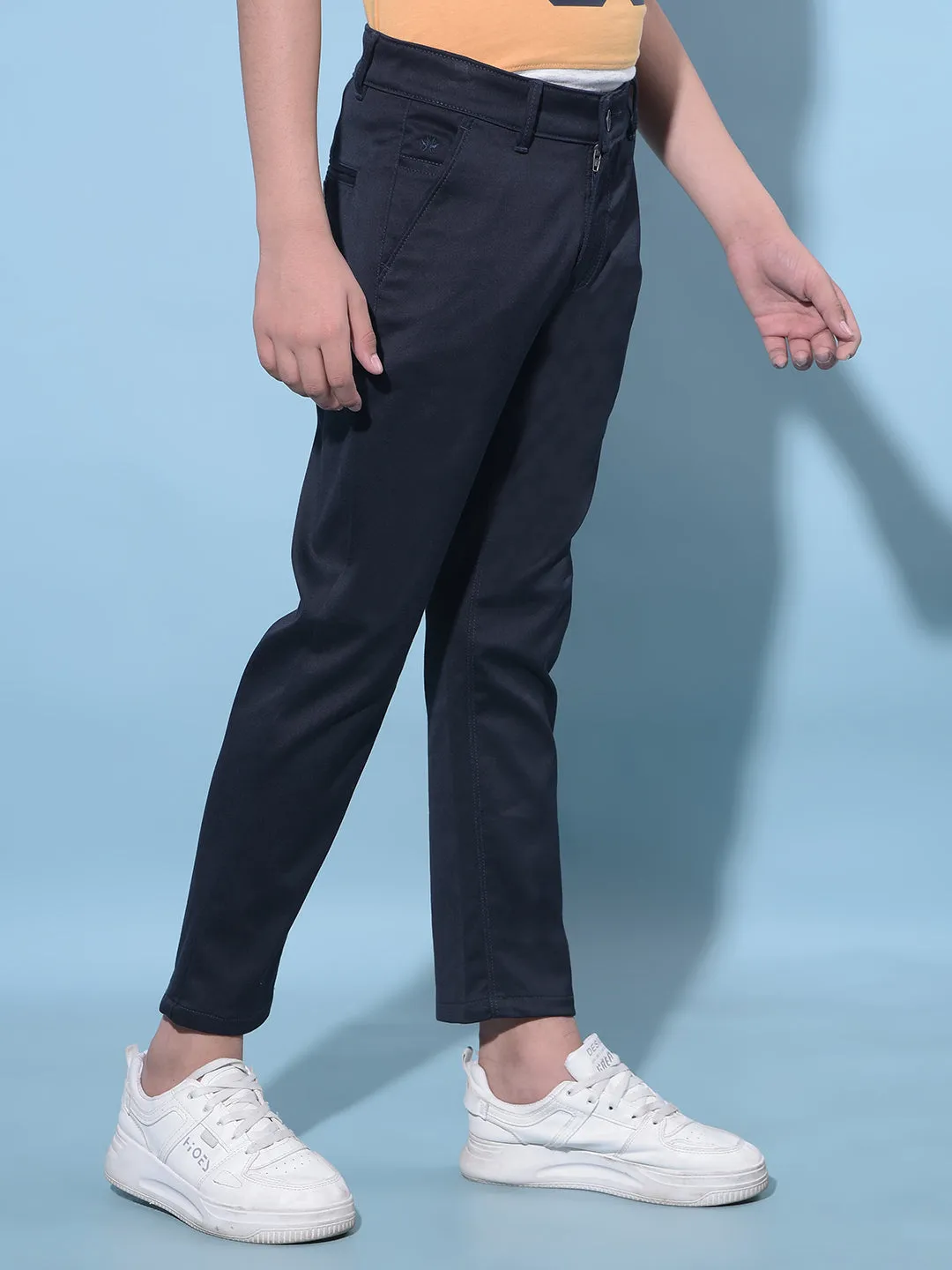Navy Blue Cotton Chinos Trousers