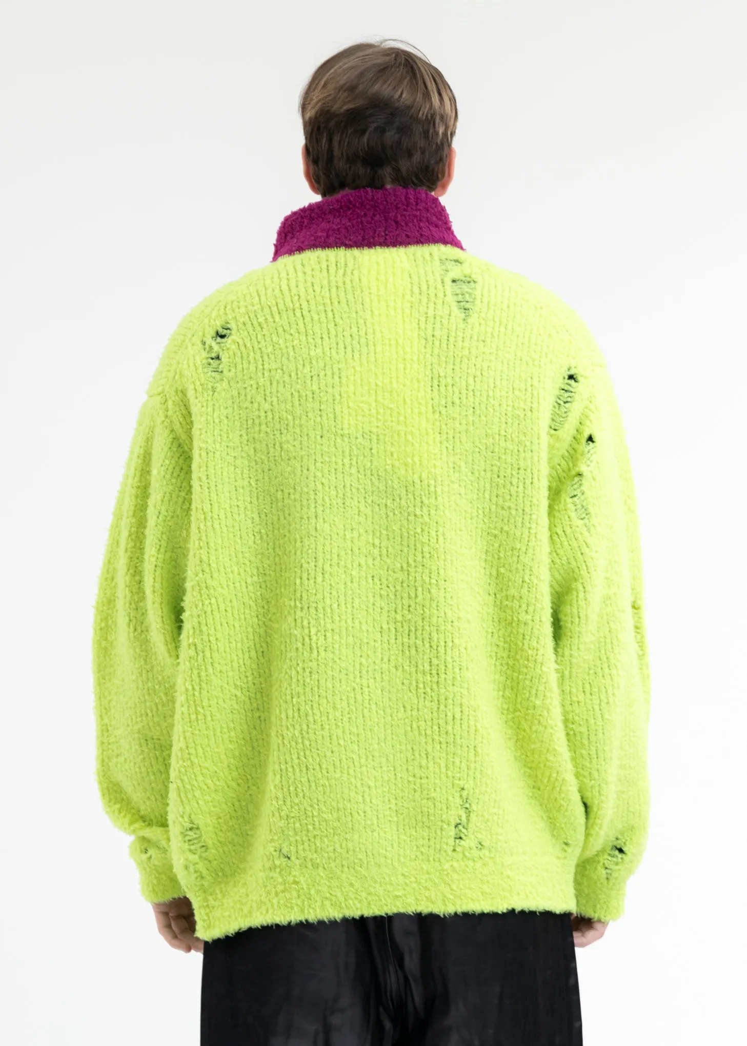 NEON YELLOW FLEECE KNIT BLOUSON