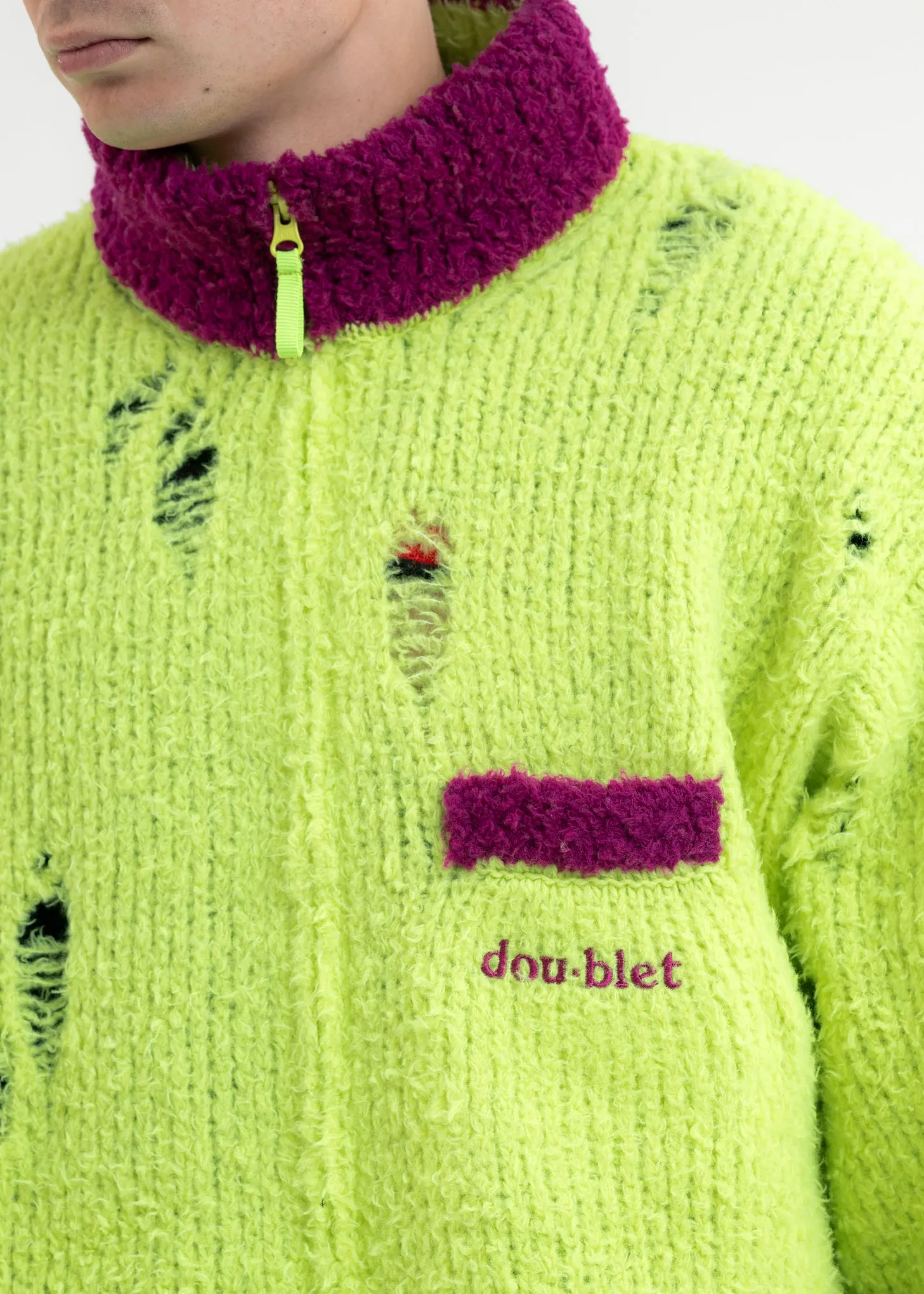 NEON YELLOW FLEECE KNIT BLOUSON