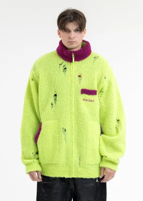 NEON YELLOW FLEECE KNIT BLOUSON