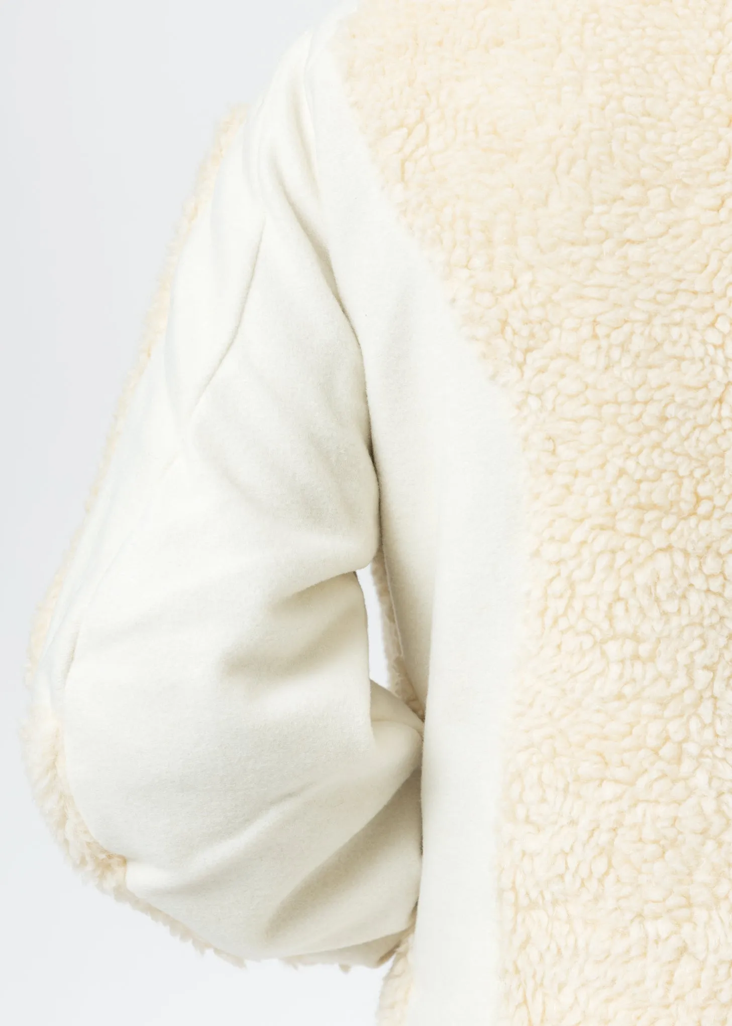 Off White Two Tone Fleece Jacket