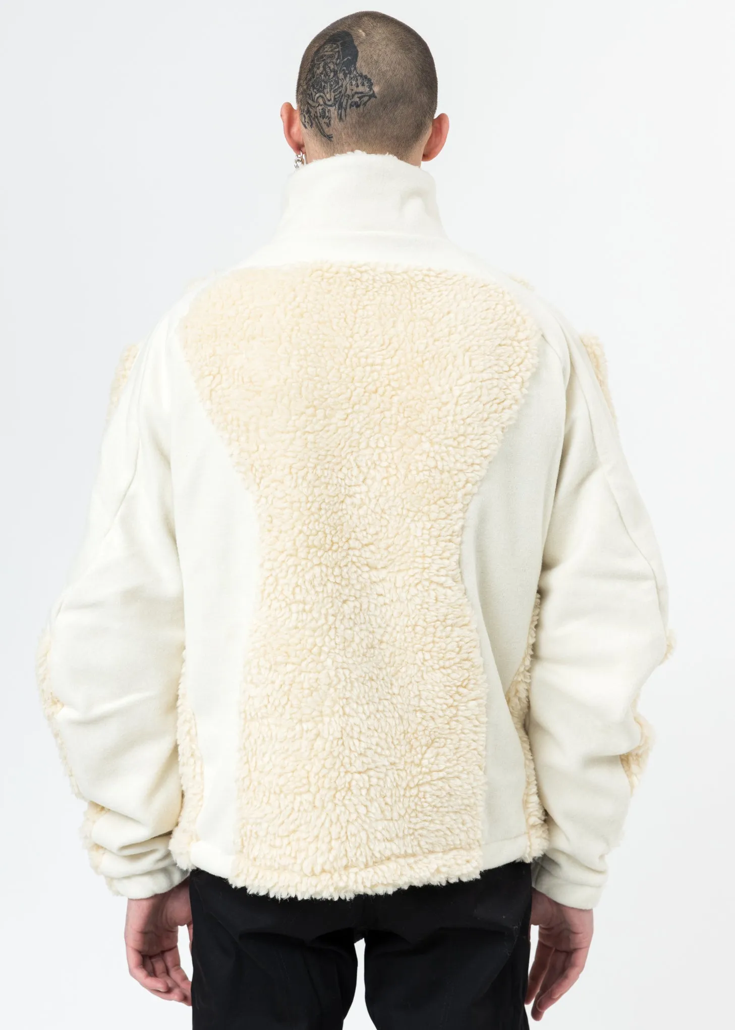 Off White Two Tone Fleece Jacket