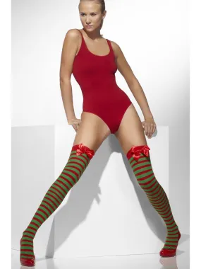Opaque Hold-Ups, Red & Green Striped