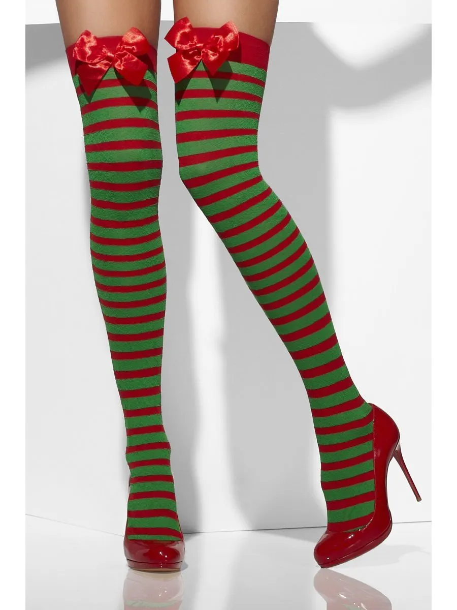 Opaque Hold-Ups, Red & Green Striped
