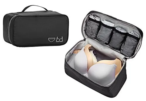 Packing Organizer Bra Underwear Storage Bag Travel Lingerie Pouch Toiletry Organizer Handbag Cosmetic Makeup Bag Luggage Storage Case For Cosmetics, Toiletries, Hotel, Home, Bathroom, Airplane (Black)