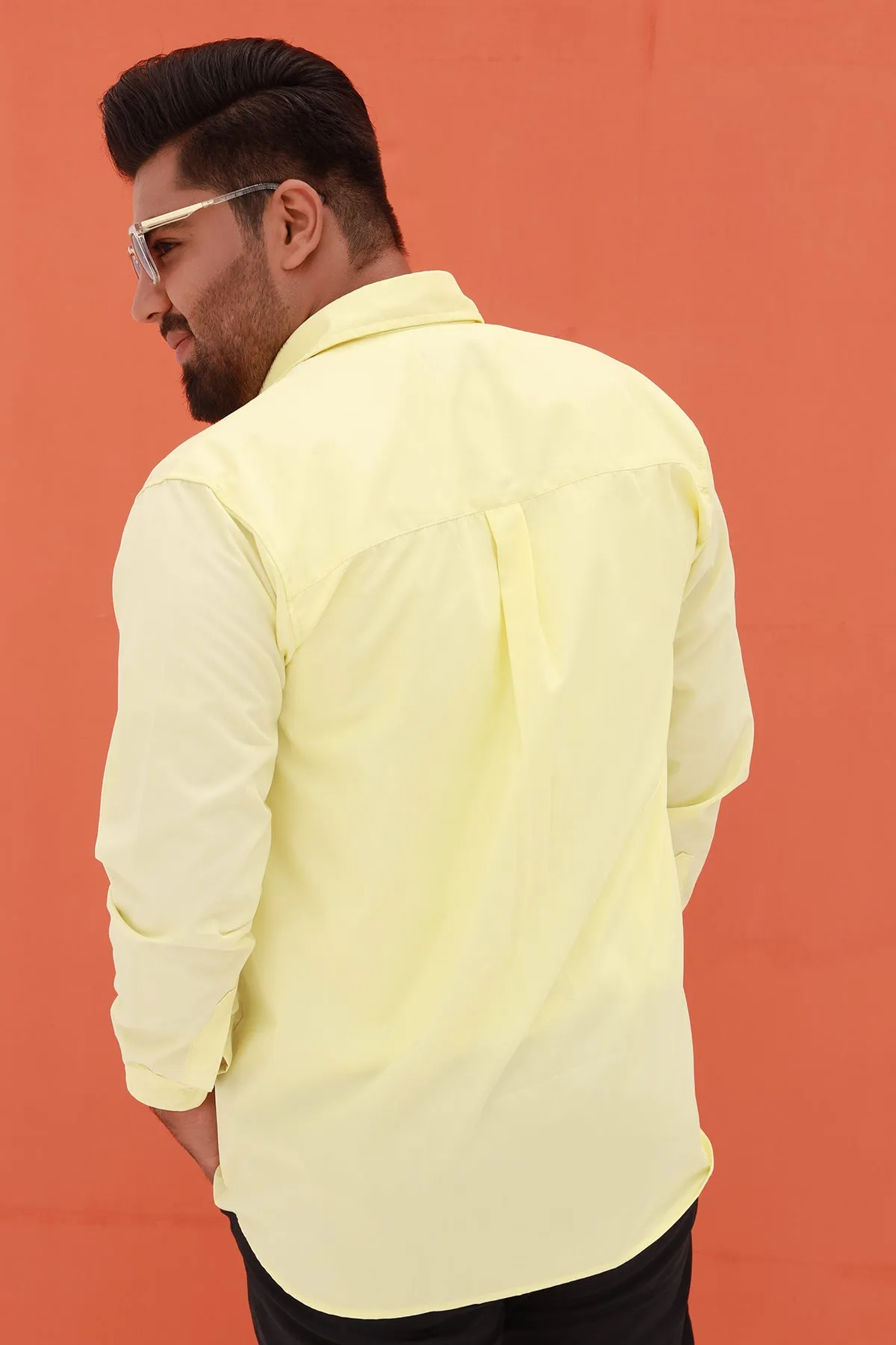 Pastel Yellow Button Down Shirt (Plus Size) - S22 - MS0044P