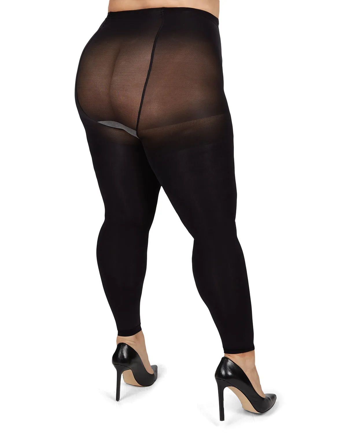 Plus Size Curvy Super Matte Control Top Footless Tights