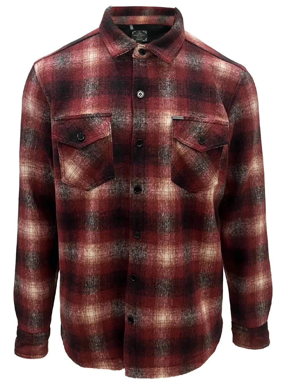 Point Zero Men's LEONARD Checkered  Flannel Fleece Lined  Shirt Jacket  - Porto