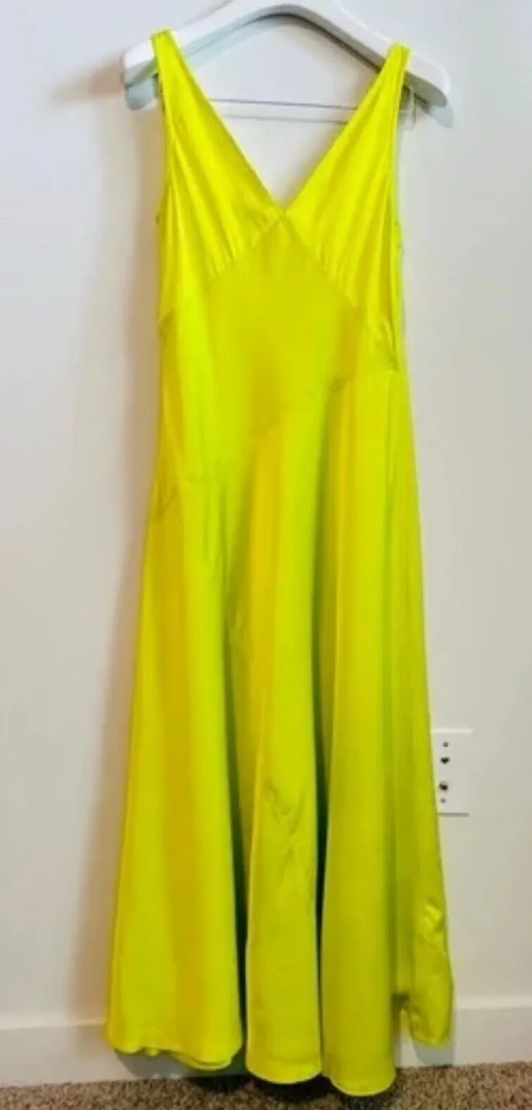 Polo Ralph Lauren Neon Sleeveless Maxi Slip Dress Silk US 0 UK 4 ladies