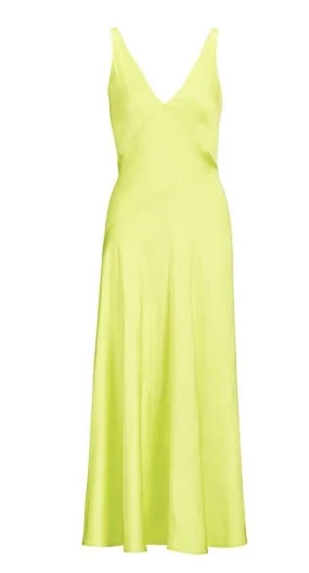 Polo Ralph Lauren Neon Sleeveless Maxi Slip Dress Silk US 0 UK 4 ladies