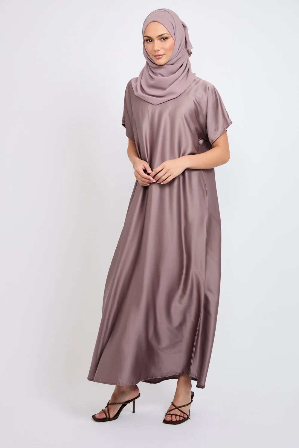 Premium Satin Inner Slip Dress - Mocha Mink