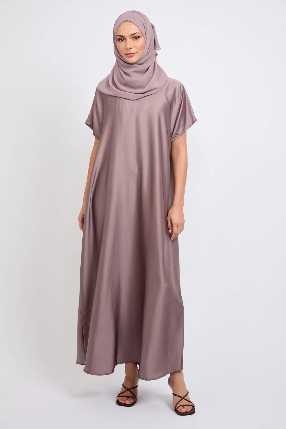 Premium Satin Inner Slip Dress - Mocha Mink