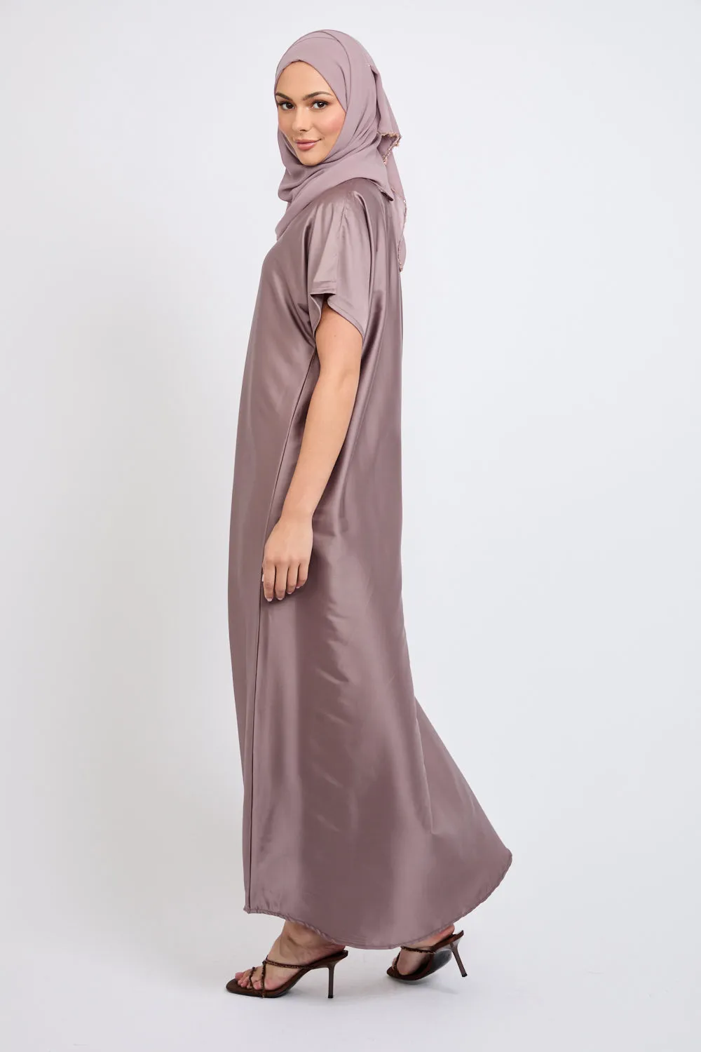 Premium Satin Inner Slip Dress - Mocha Mink